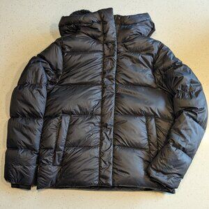 Eddie Bauer EB650 Black Down Puffer Hooded Shearling Lined Jacket Coat Women's M